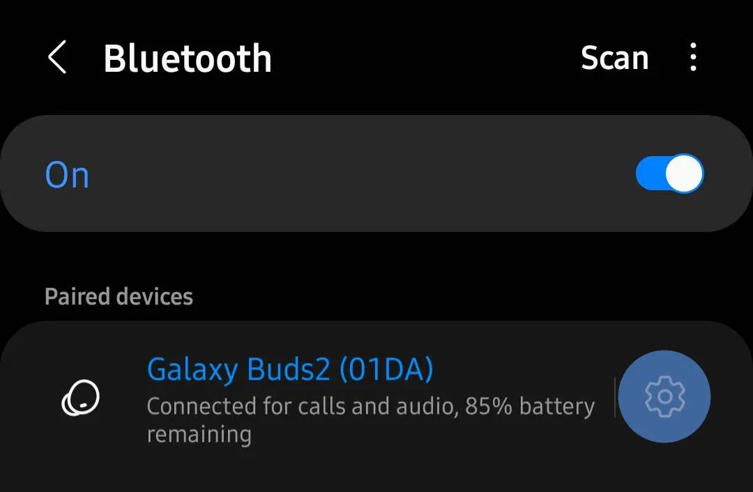 Android Bluetooth settings menu with actual click target