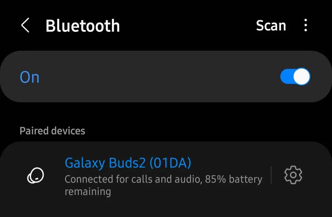 Android Bluetooth settings menu